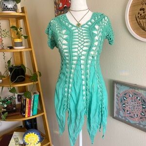 fairycore teal crochet top 🧜🏽‍♀️